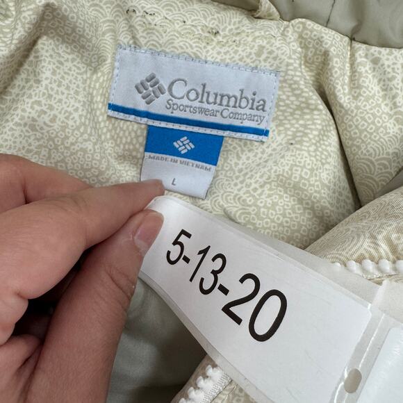 Columbia Coat Women Large Seasalt Cream PEAK DRIFTER II Bomber Hood OMNI-Shield - Picture 3 of 8